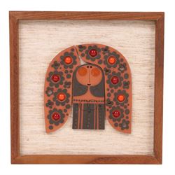 1960's Hornsea pottery Muramic plaque, stylised figure of a lady, designed by John Clappis...