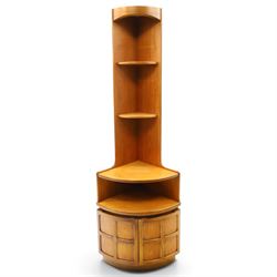 Nathan - 'Squares' open corner bookcases, with two adjustable shelves above an open recess...