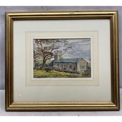 Rowland Henry Hill (Staithes Group 1873-1952): St Nicholas' Church - Roxby near Whitby, watercolour signed and dated 1930, 17cm x 24cm 
Provenance: with T B & R Jordan Fine Art Specialists, Stockton on Tees, label verso