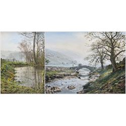 Rex N Preston (British 1948-): 'Springtime in Windley' and 'Littondale - Yorkshire', pair ...