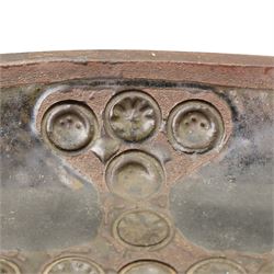 Large Crowan Pottery bread crock, H30cm; together with a studio pottery oval shallow dish, D52cm, and an Alan Caiger-Smith bowl, D42cm, variously marked and inscribed (3)