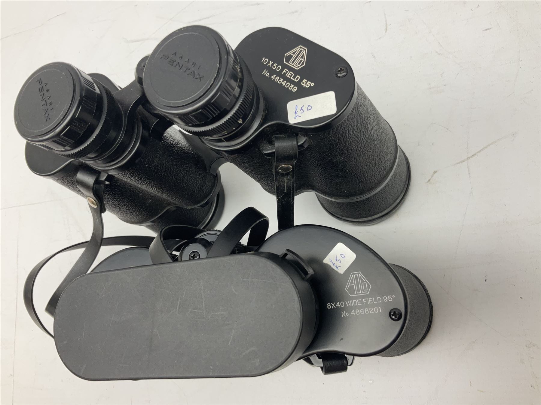 Six cased pairs of Pentax binoculars, comprising 10x50 Field, no. 604, Asahi 7x50, Asahi 10x50, Asahi 8x40, Asahi 16x50,  Asahi 10x50 No. 62611