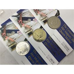 Twenty-three five pound coin covers, including 1997 'Golden Wedding Anniversary', 2002 ' The Queen's Golden Jubilee', 2007 'Diamond Wedding Anniversary' etc