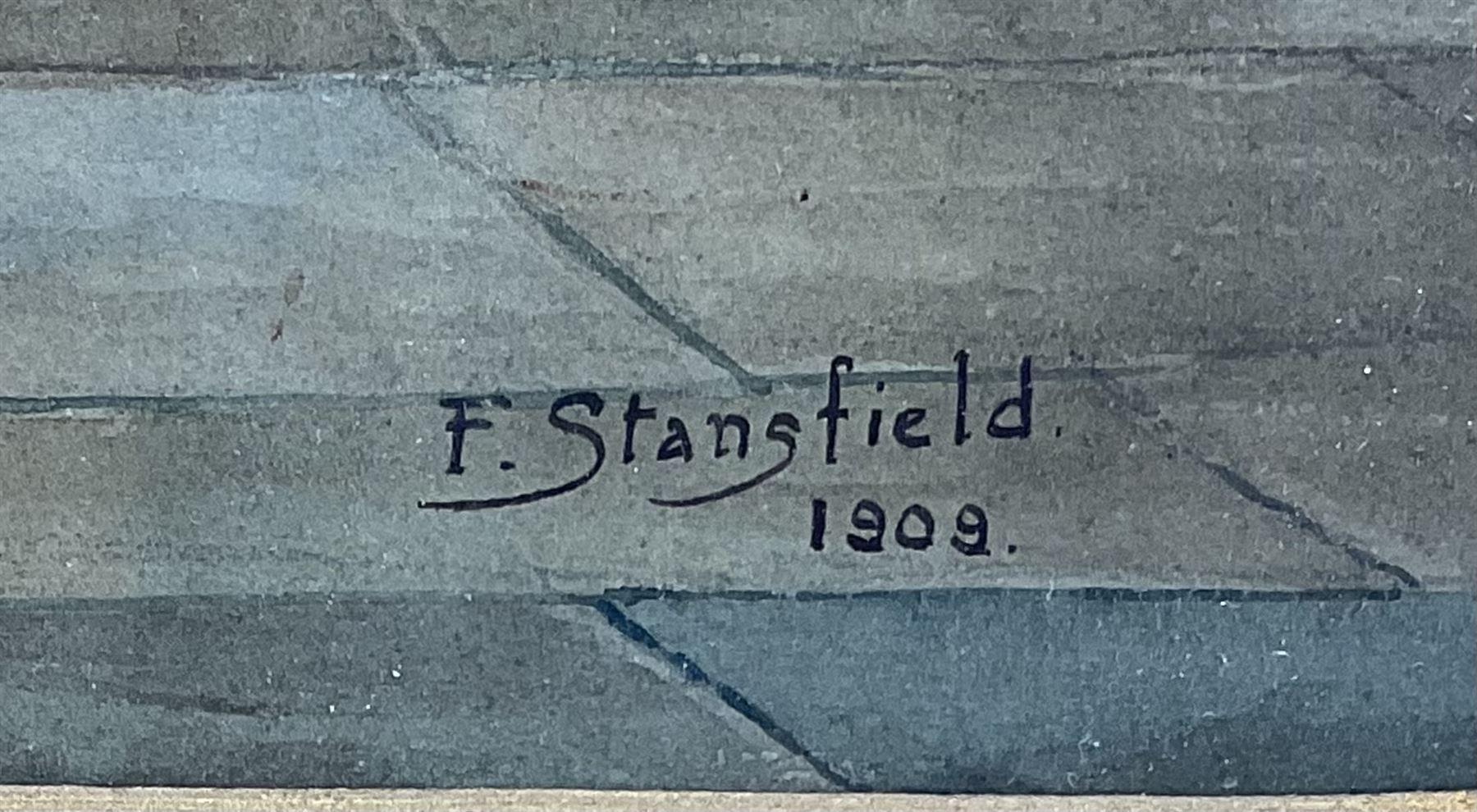 F Stansfield (British 19th/20th century): Church Interior, watercolour signed and dated 1909, 55cm x 38cm