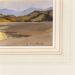 Ebenezer John Woods (Jack) Prior (British 1914-1988): 'The Estuary Near Arnside' and 'Flowerdale Bay -Gairloch Wester Ross', two watercolours signed, titled verso 18.5cm x 27.5cm; together with a signed print (3)