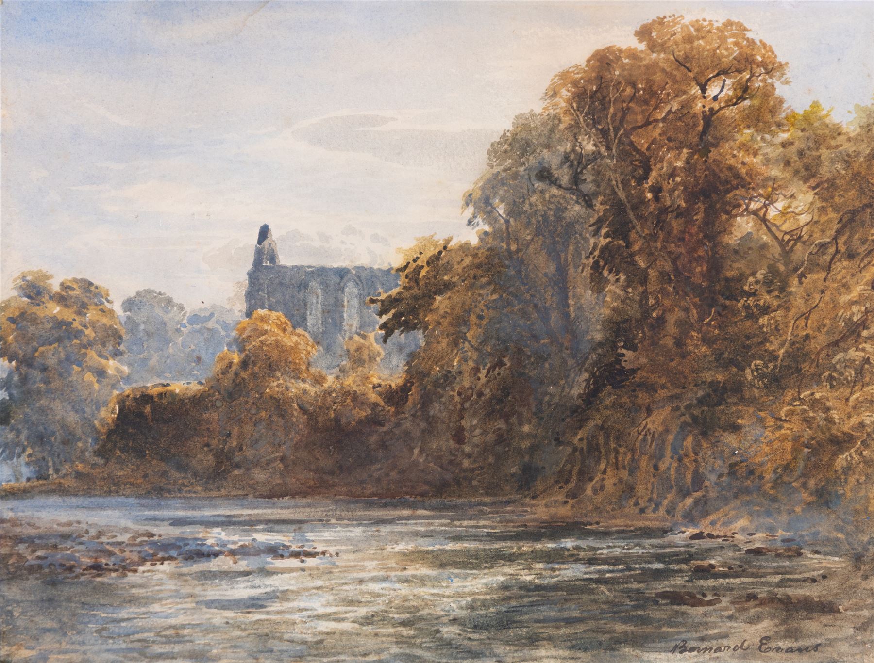 Bernard Walter Evans (British 1848-1922): 'Bolton Abbey', watercolour signed, titled on the mount, 24cm x 31cm