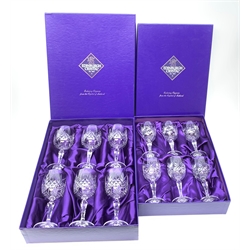 A boxed set of six Edinburgh Crystal wine glasses, together with a further boxed set of smaller Edinburgh Crystal examples. 