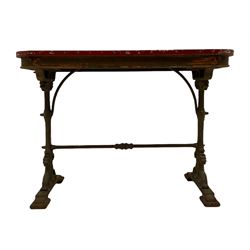 19th century Nesfield cast iron pub table base with timber top