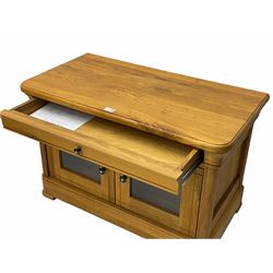 Clemence Richards - oiled oak television stand, with drawer and cupboard 