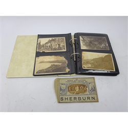  Collection of over ninety postcards including many of local interest relating to Robin Hood's Bay and Sherburn, some used with stamps with local postmark interest, in one ring binder album  