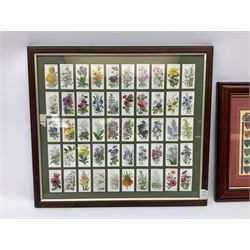 Will's Cigarette cards - Wild Flowers Second Series (framed) together with J Wrigley (British 20th century): 'Great Ayton', pair oils on board signed and two other prints max 38cm x 44cm (5)