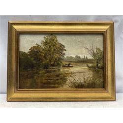 Henry Hadfield Cubley (British 1858-1934): 'A Sunny Afternoon', oil on canvas signed and dated 1884, titled and inscribed verso 29cm x 44cm