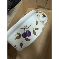 Royal Worcester Evesham pattern part dinner service, including covered jars, covered serving dishes, sauce jugs, dinner plates, side plates etc  