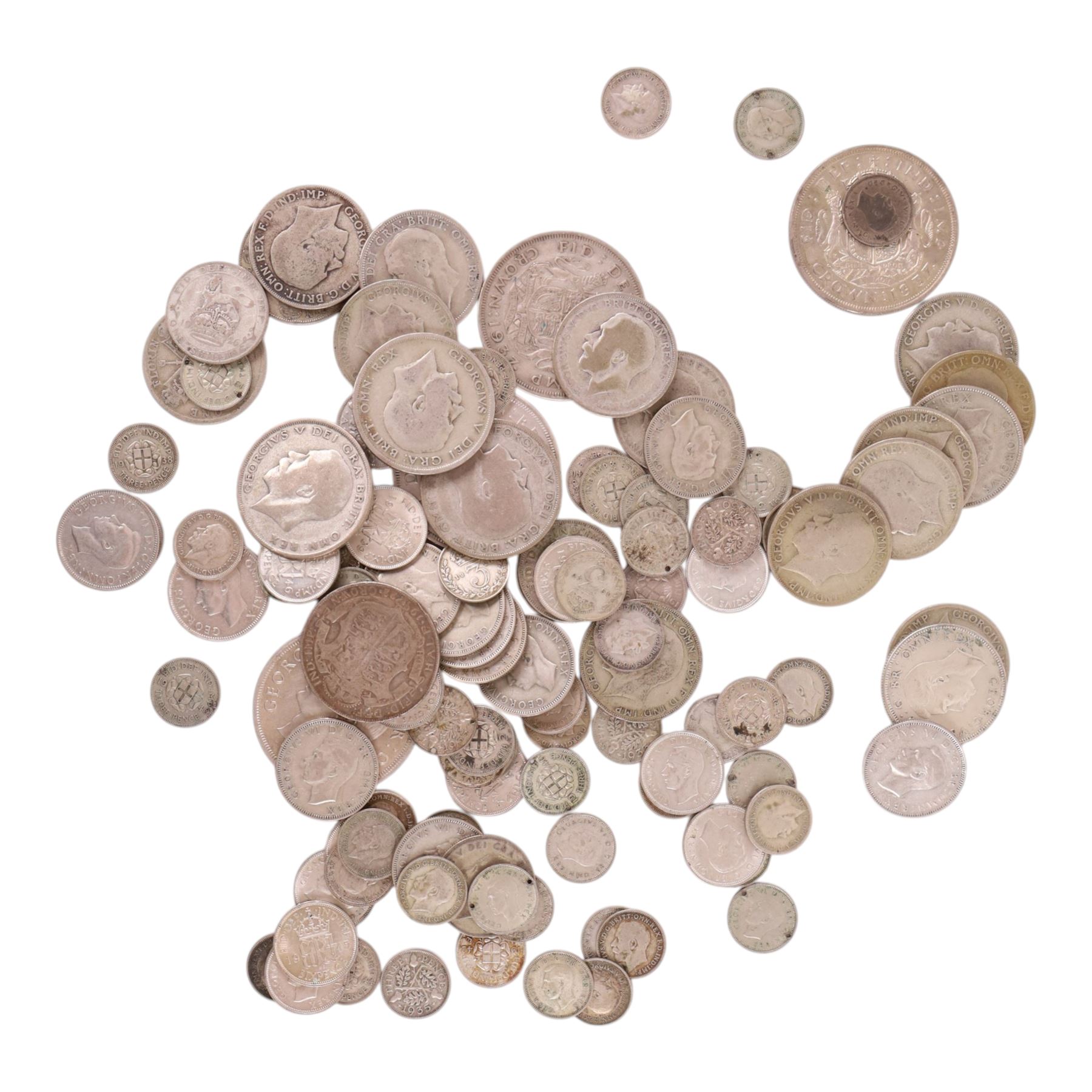 Approximately 560 grams of Great British pre-1947 silver coins