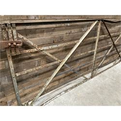 Large wrought metal country driveway or field gate (W324cm, H125cm)and a similar pedestrian gate (W110cm, H108cm)