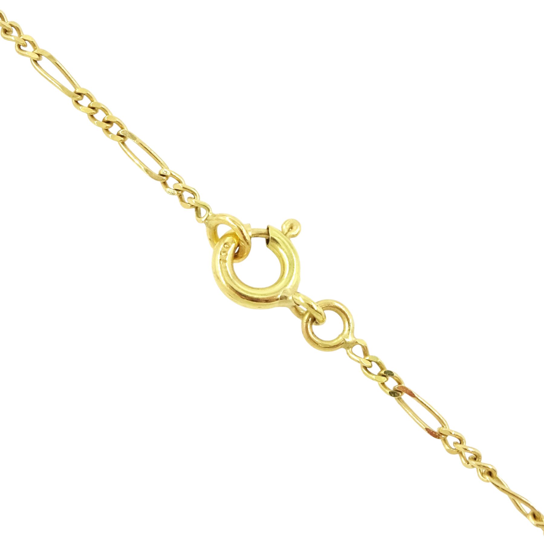 French early 20th century gold and silver pearl and diamond bow pendant, pear shaped blister pearl with old cut and rose cut diamond surround, suspending from a diamond set bow, to an 18ct gold fancy link chain necklace