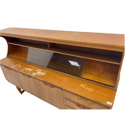 Mid 20th century teak sideboard with sliding glass panels 