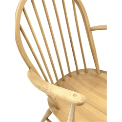 Ercol ash and beech spindle back easy chair,  turned supports, W69cm