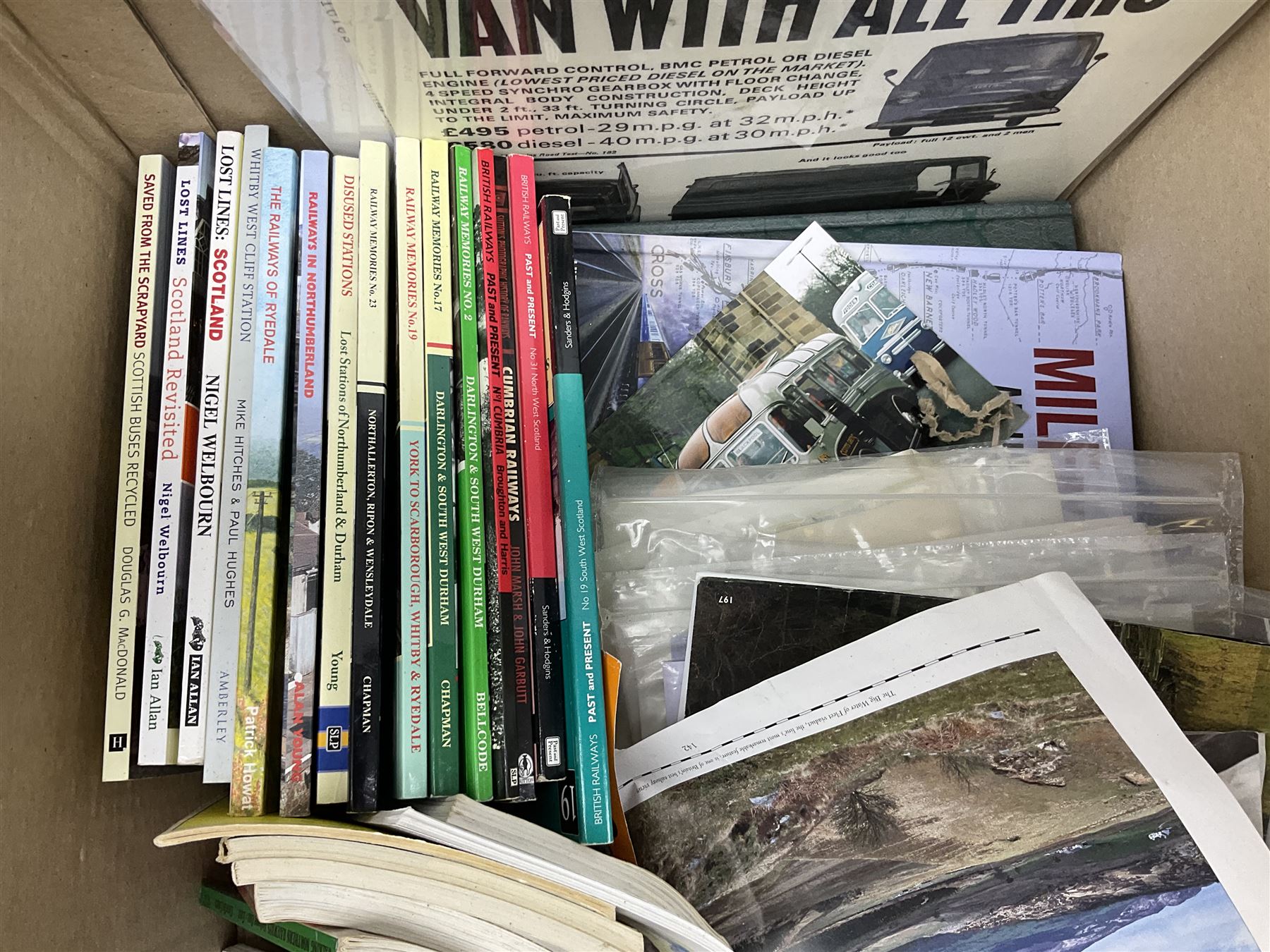 Collection of bus related magazines dating from the 1960s and later, to include Buses Illustrated Magazine, by Ian Allen, Bus & Coach Preservation magazine, Bus Fayre magazine, together with books relating to trans, railway interest etc in six boxes