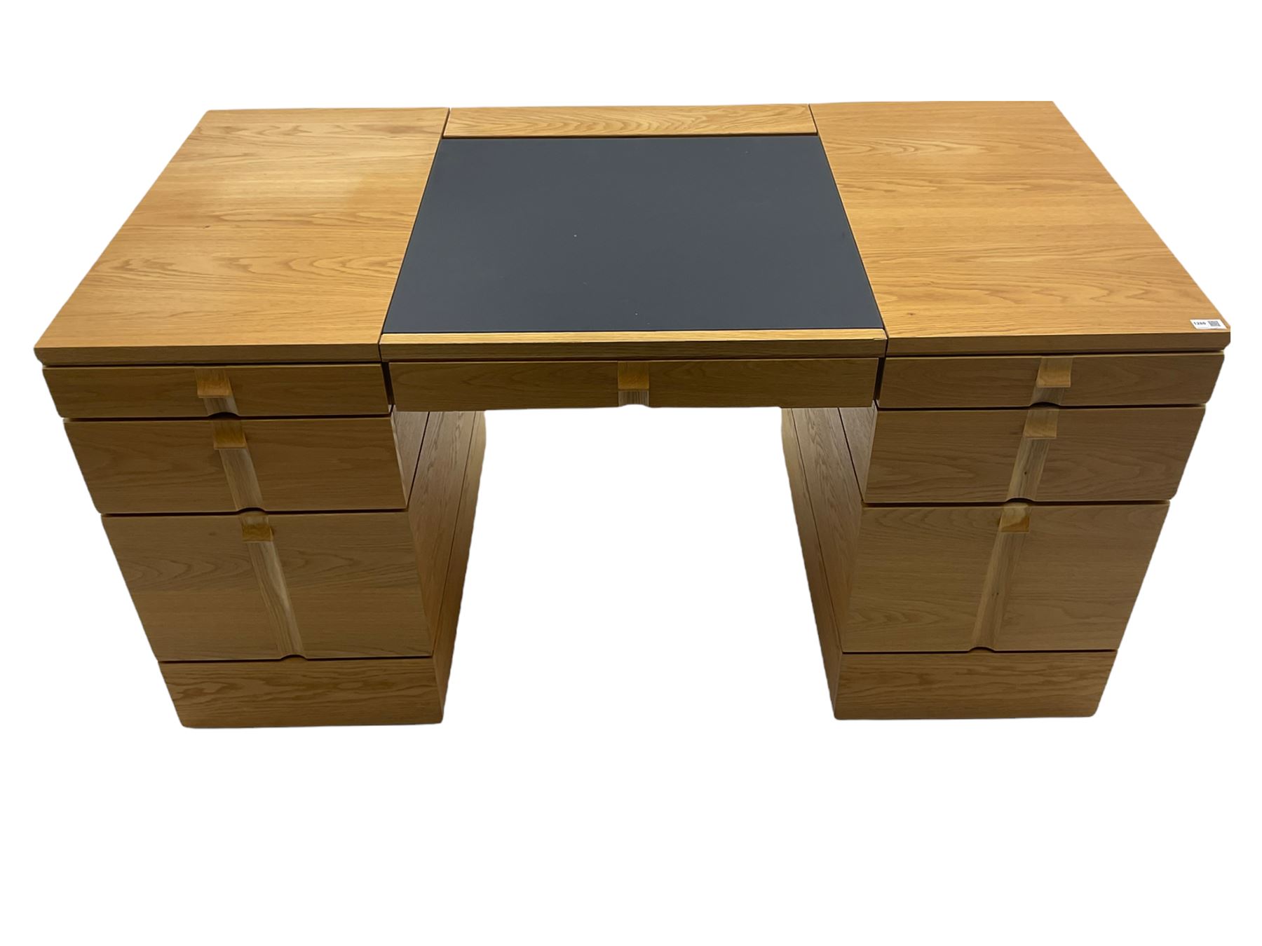 Marks and Spencer Home - light oak office desk, fitted with drawers, inset writing surface with hinged compartment