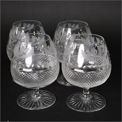 Edinburgh Crystal Thistle pattern suite of glass for ten, comprising champagne, white wine, red wine, brandy balloons, sherry, port and tumblers 