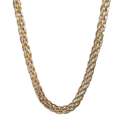  18ct yellow, white and rose gold weave necklace, stamped 750, approx 24.4gm  