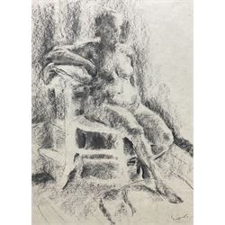 Emile Othon Friesz (French 1879-1949): Seated Female Nude, charcoal signed with the artist's stamp 53cm x 39cm