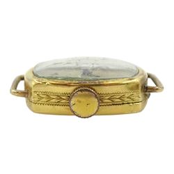Rolex early 20th century 18ct gold manual wind wristwatch, movement No. 388, gilt dial with subsidiary seconds dial, case by Rolex, Glasgow import marks 1928