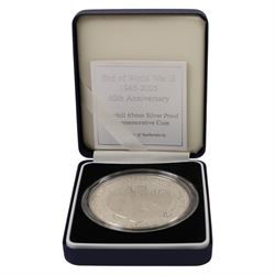 The Royal Mint Alderney 2005 'End of World War II 60th Anniversary' silver proof five ounce ten pound coin, cased with certificate