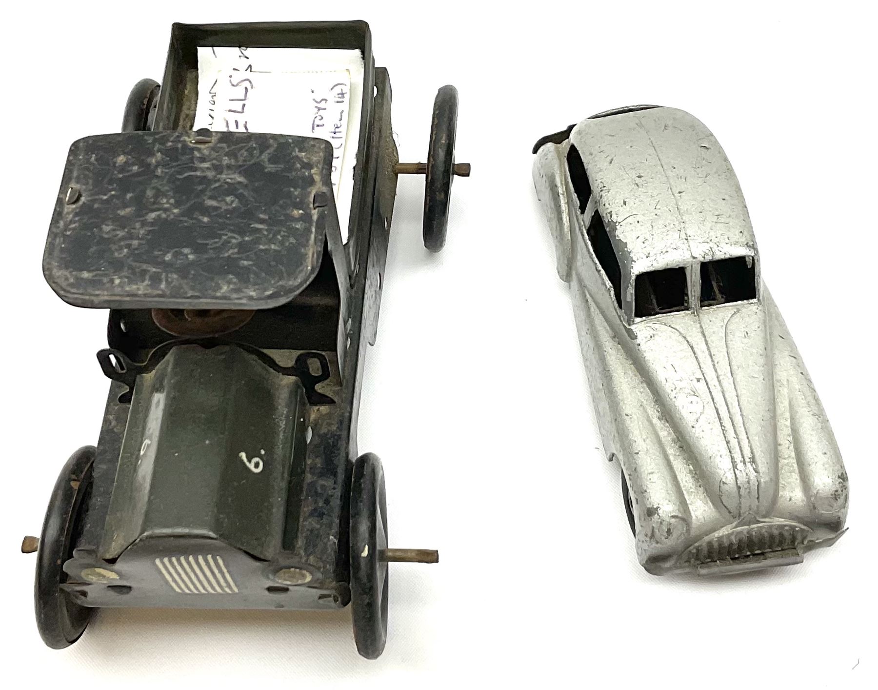 Wells Brimtoy/Pocketoy - eight tin-plate/clockwork or friction-drive vehicles comprising London Trolley Bus, two Double Decker buses, Tour Coach, Greenline Coach, open truck, boxed British railways van and Steam Roller; seven unboxed; and Pocketoy die-cast clockwork saloon car  (9)