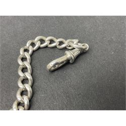 Victorian silver tapering Albert chain, hallmarked to T bar and clip with lion passant stamped on each link 