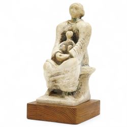 After Henry Moore (British 1898-1986): 'Madonna and Child', plaster maquette sculpture, ba...