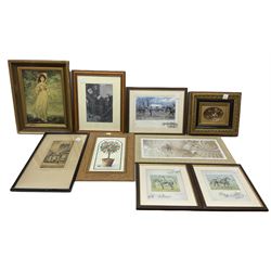 Pair of framed horse racing prints, A National Candidate and A Bona Fide Fox Chaser, together with seven other framed prints 