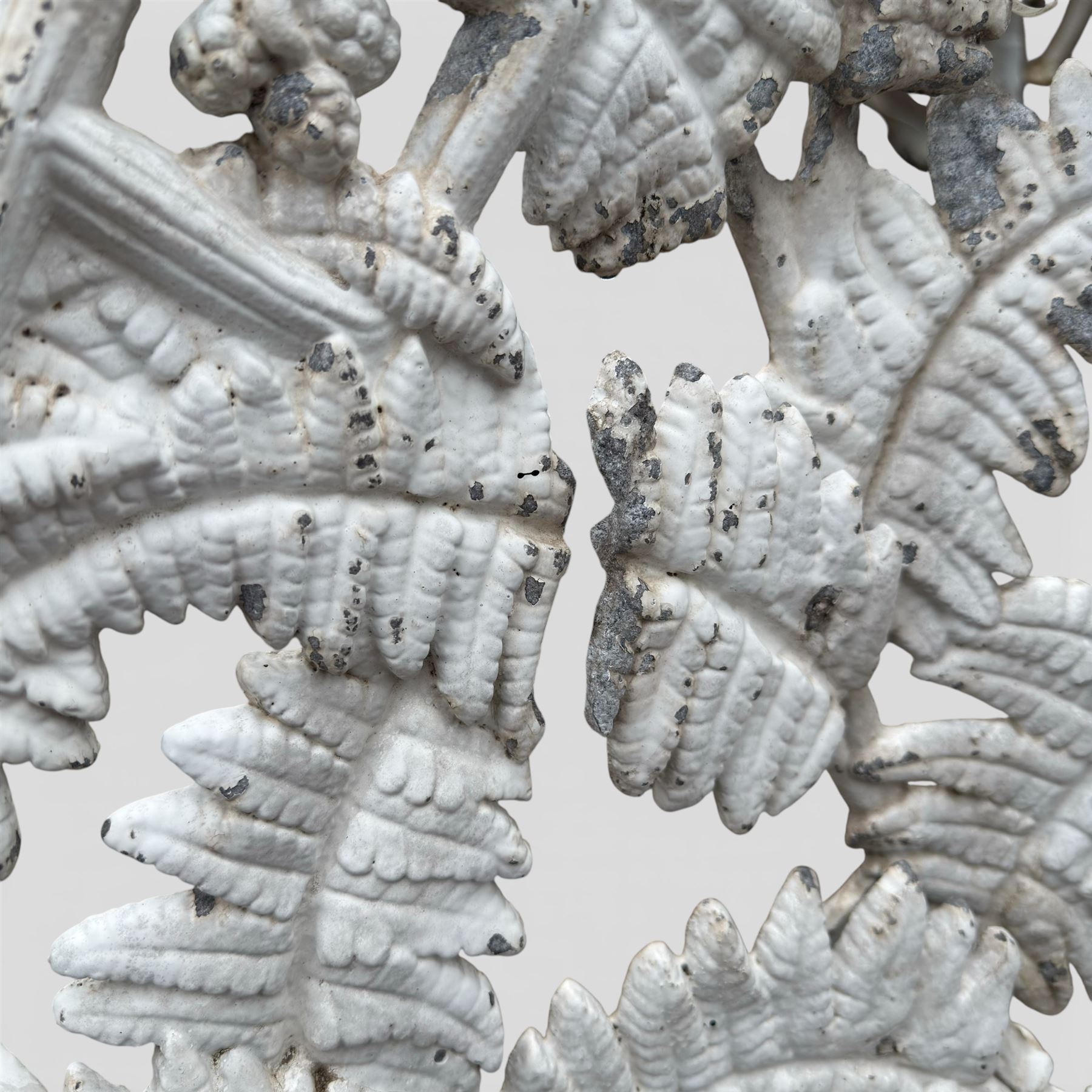 Coalbrookdale design white painted aluminium 'Fern' bench with slatted seat