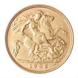 King Edward VII 1905 gold half sovereign coin