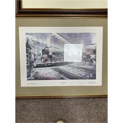 John Edwin Wigston (British 1939-): 'The Spirit of the North Eastern' '60163 Tornado' and four other Railway Prints, black and white and coloured prints signed in pencil max 35cm x 53cm (6)