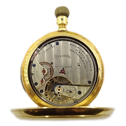  18ct gold A.W.W. Co Waltham Riverside full hunter pocket watch, side wind, five minute repeater no 3793845, stamped 18c  