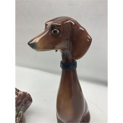 Jema Holland long neck Dachshund dog figurine, together Large Shelf Pottery Art Vase and a jug, Dachshund H34cm