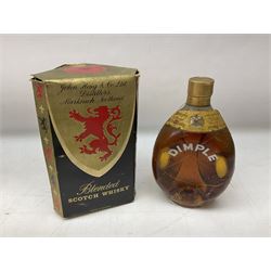 Four bottles of Haig's Dimple Old Blended Scotch whisky, all 26 2/3 Fl.OZs, 70 proof, one in original box and a bottle of East India 1961, Madeira, unknown contents and proof