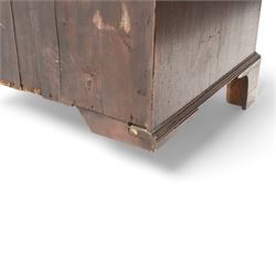 Late 19th-century Georgian-style mahogany chest of drawers, rectangular top with moulded edge over two short and three graduated drawers, raised on bracket feet, back foot missing 