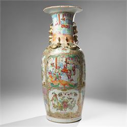 Chinese Cantonese 19th century famille rose medallion vase, H62cm 