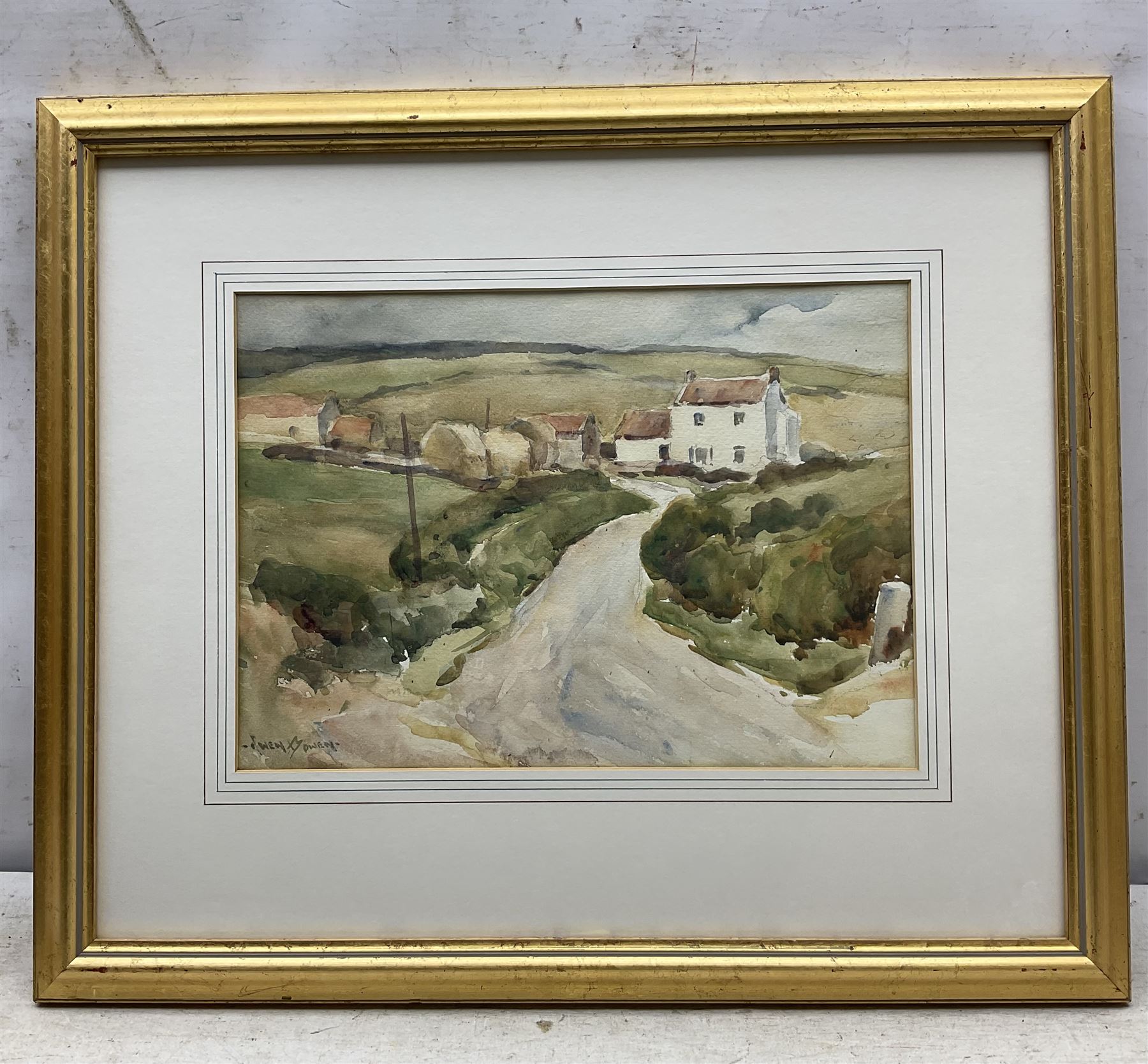 Owen Bowen (Staithes Group 1873-1967): 'Road to the Old Church House - Robin Hood's Bay', watercolour signed, titled verso 24cm x 34cm