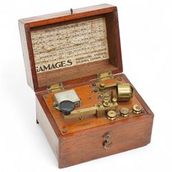 World War II Type B-6 leather flying helmet, property Air Force U.S. Army and a Gamages morse code signaller in mahogany box (2)