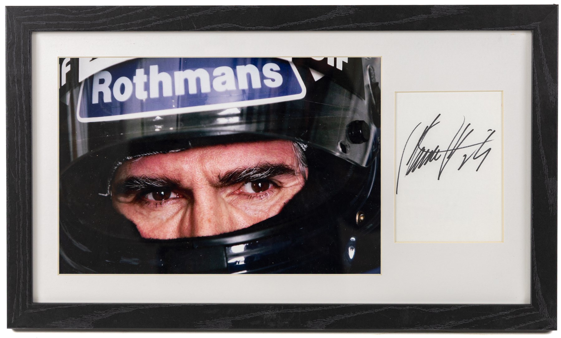 Ten signed Formula 1 photographs, comprising eight Damon Hill examples, Jenson Button and a Nigel Mansell example, nine with certificates of authenticity from Write Stuff Autographs, all framed, largest H47cm, W67cm