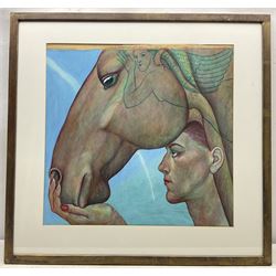 June Carey RSW RGI (Scottish 1942-): 'The Flying Horse', watercolour, signed and titled on label verso 51cm x 53cm