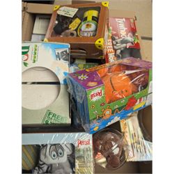 Limited edition collectables, including PG Tips monkeys, Paddington Marmite, Persil Madagascar puppets, Persil Mr Men soft toys, etc, some boxed, in two boxes  