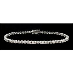 Silver and cubic zirconia tennis bracelet, stamped 925 CZ, boxed