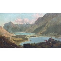 James Roberts of Leeds (British 1837-1909): 'Crummock & Buttermere' Lake District, oil on board signed and titled verso 25cm x 43cm
Notes: Roberts a neglected Yorkshire artist, exhibited eight works at the Royal Society of British Artists in Suffolk Street London. A member of the Ipswich Art Club 1889-1891 and in 1889 he exhibited five pictures from 11 Park View, Potternewton, an area of Leeds.