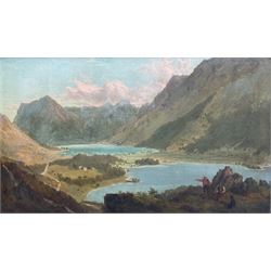  James Roberts of Leeds (British 1837-1909): 'Crummock & Buttermere' Lake District, oil on board signed and titled verso 25cm x 43cm
Notes: Roberts a neglected Yorkshire artist, exhibited eight works at the Royal Society of British Artists in Suffolk Street London. A member of the Ipswich Art Club 1889-1891 and in 1889 he exhibited five pictures from 11 Park View, Potternewton, an area of Leeds.