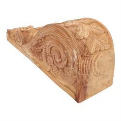 Carved pine architectural corbel, L49cm